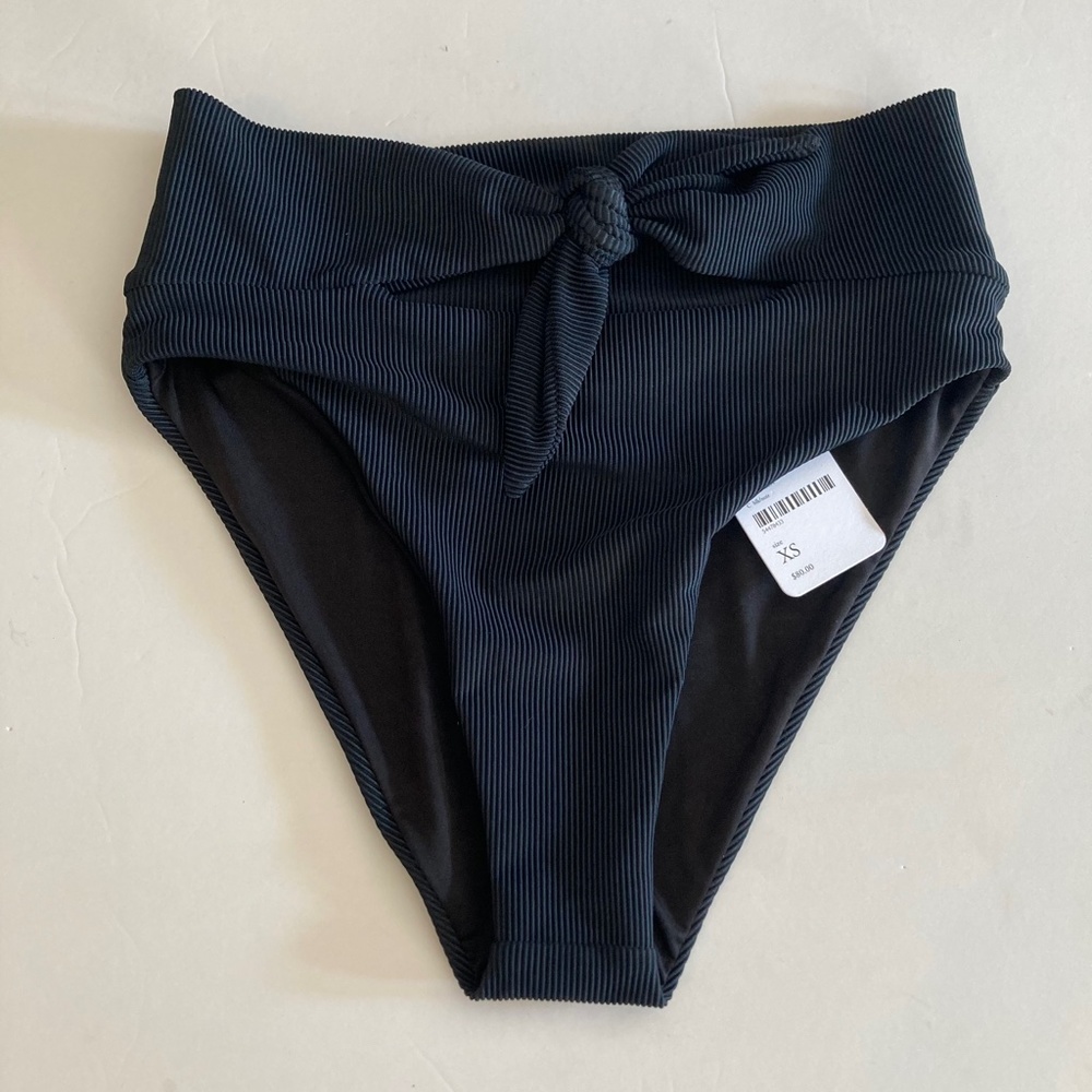 NWT Beach Riot Free People Emma Ribbed Black High Waisted Bikini Bottoms Sz XS